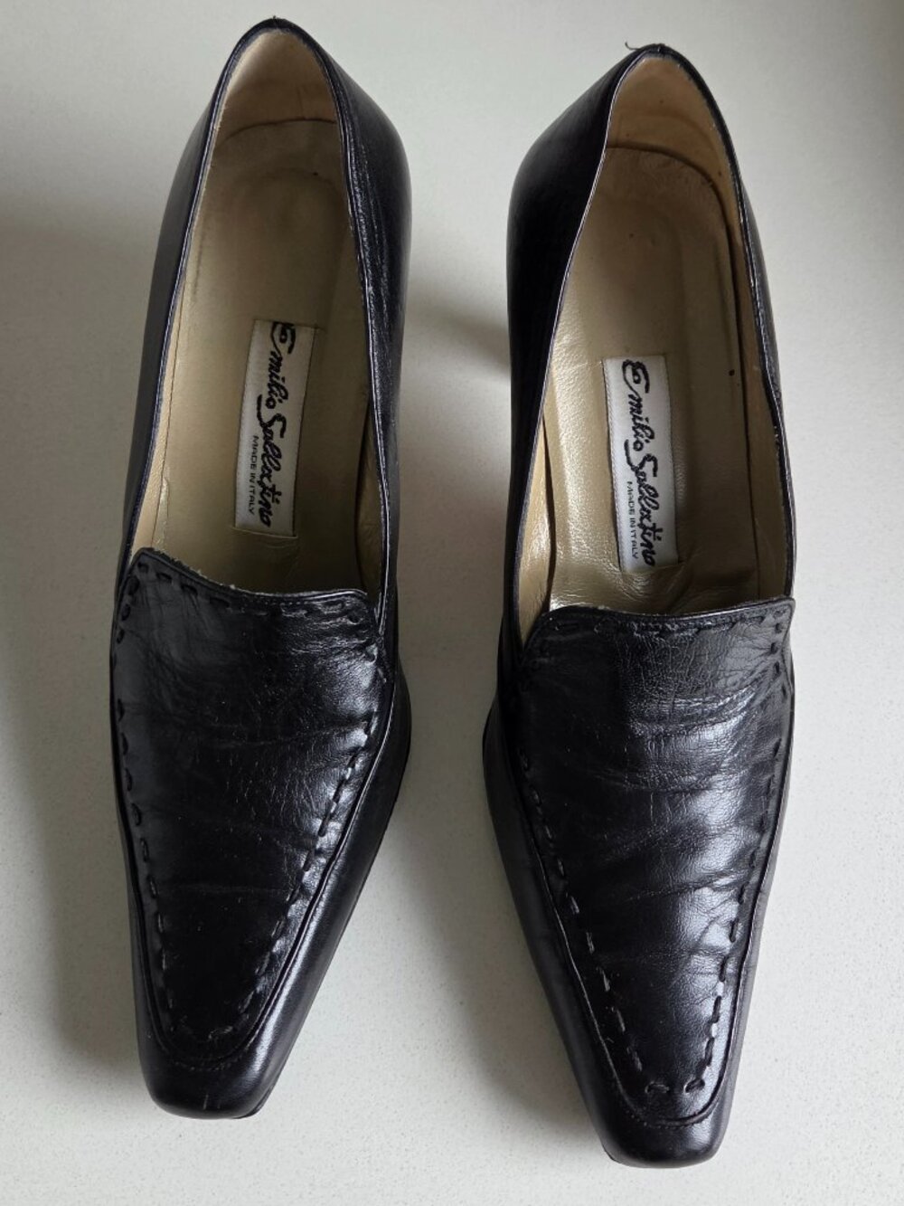 Emilio Sallatino shoes black leather size 37.5 Italian; Made in Italy